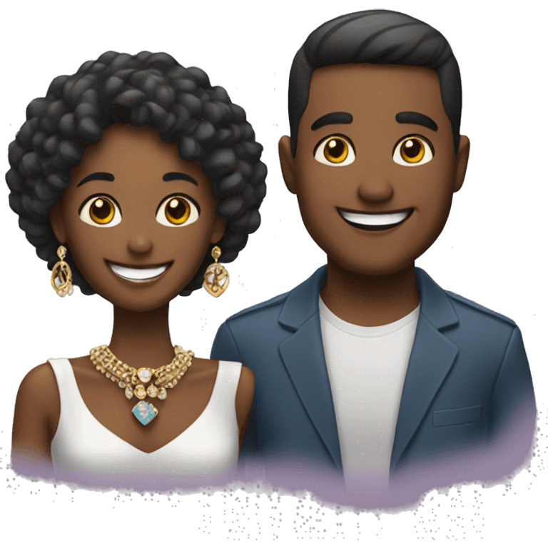 smiling couple with jewelry emoji