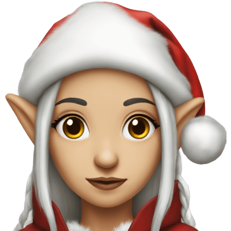 rogue female elf fantasy wearing santa hat emoji