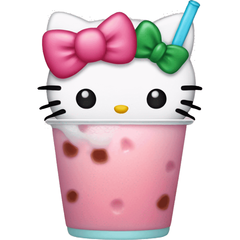 Hello kitty drinking boba  emoji