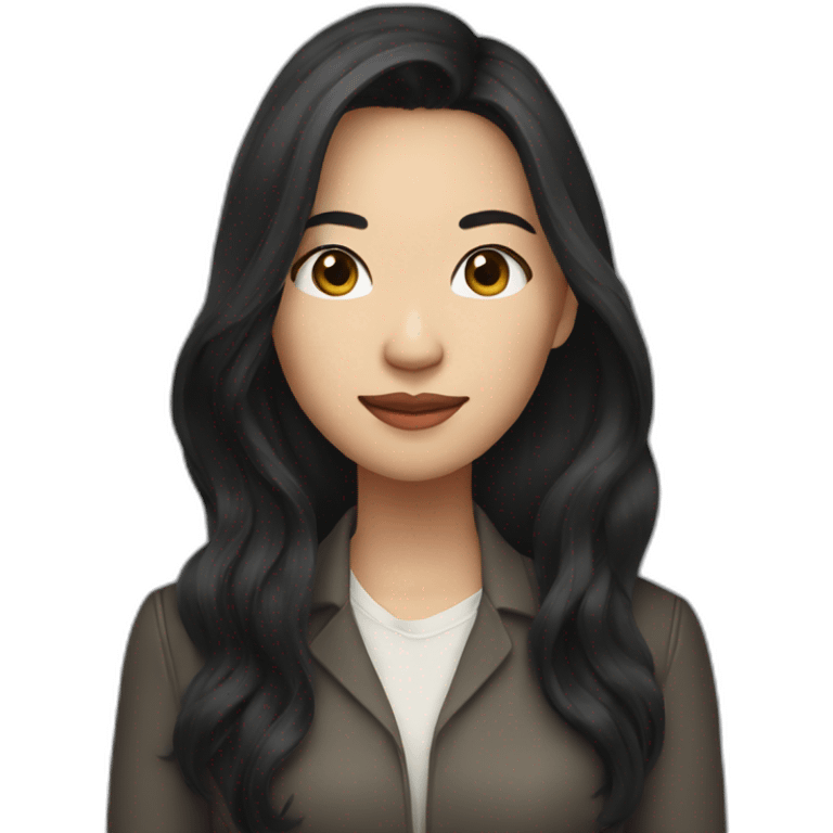 Whitney Lau, long dark hair, woman with Phone emoji