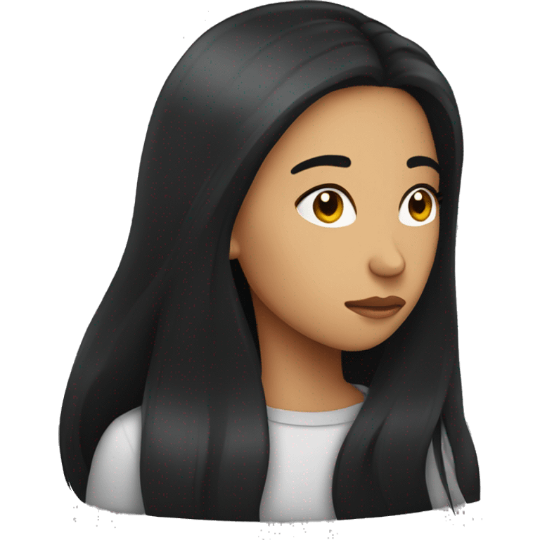 Hispanic female with long black hair exhausted  emoji