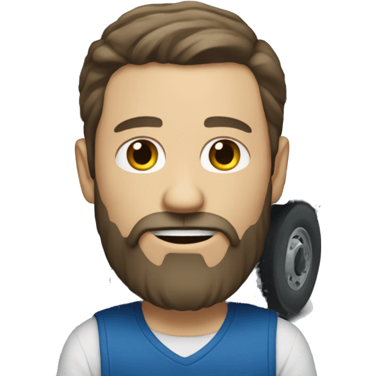 White Man with dark beard and blue truck emoji