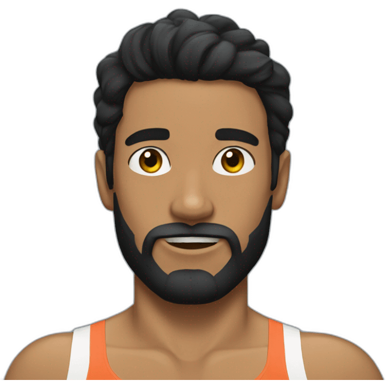 Swimmer googles muscles black hair and beard emoji