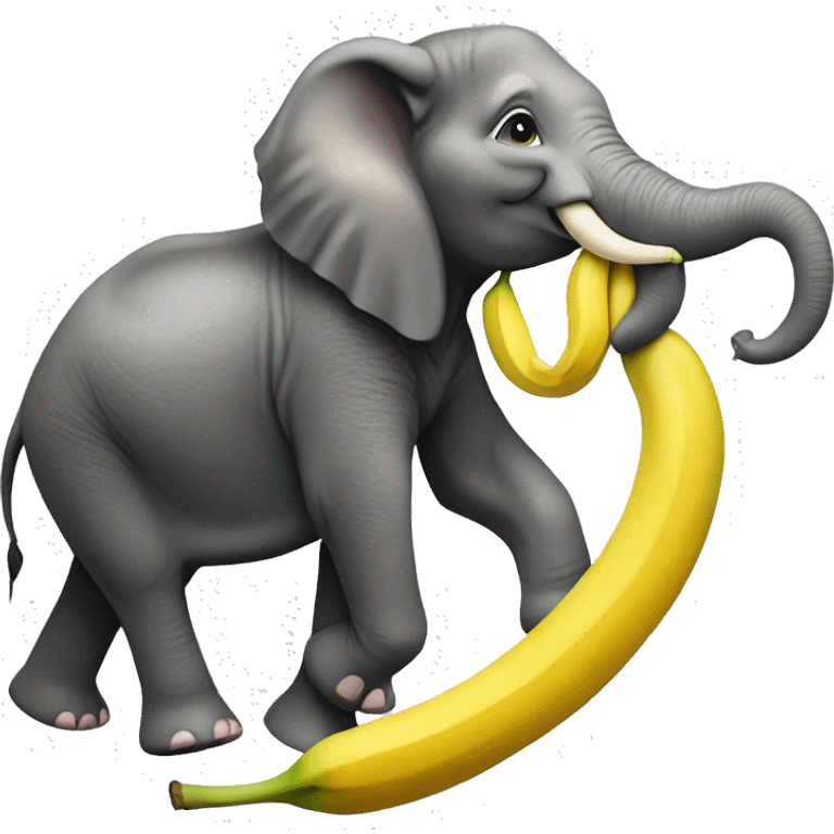 Girl riding an elephant eating a banana and the elephant trunk is trying to get the banana  emoji