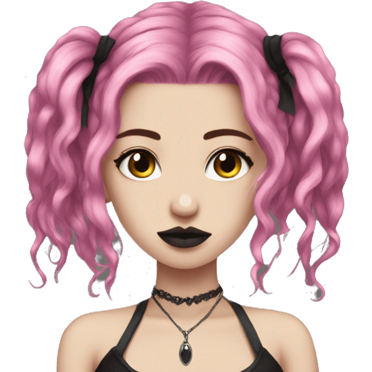 Goth pink hair girl feelings emoji