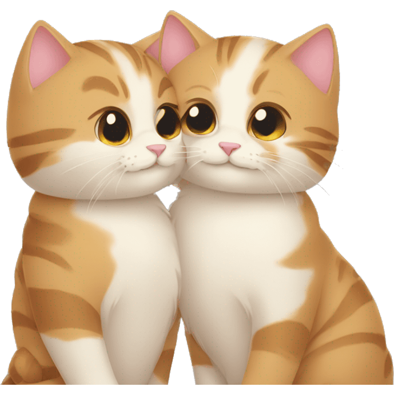 two cute cats hugging each other emoji