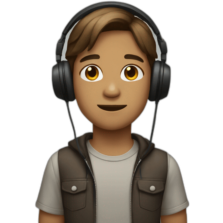 boy in headphones brown chin length hair emoji