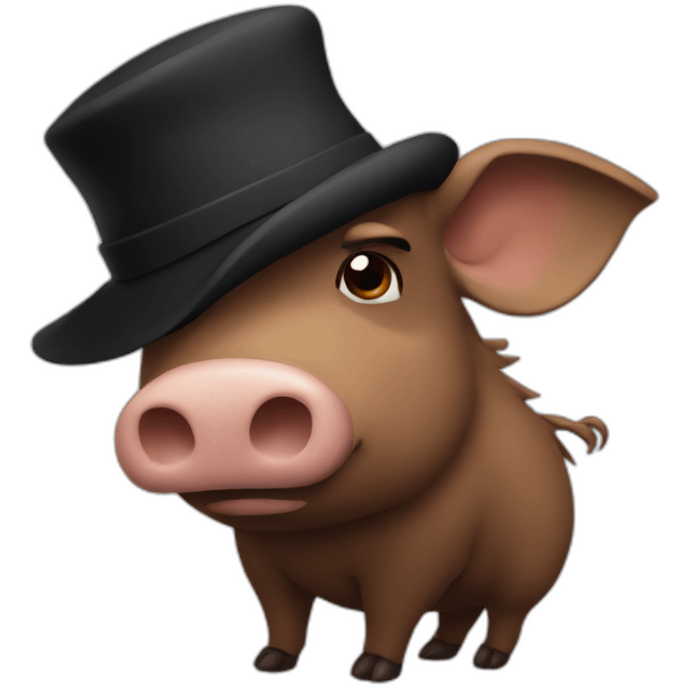 Really sad brown boar in a black winter hat emoji