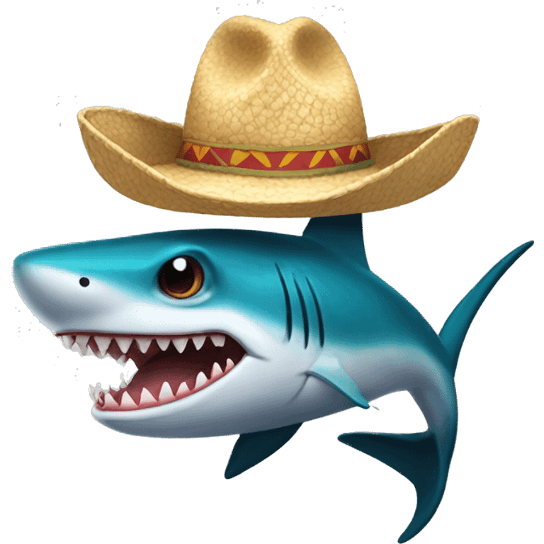 Tiburón con sombrero de paja emoji