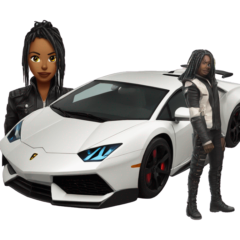 Cyber punk in front of two lambos  emoji