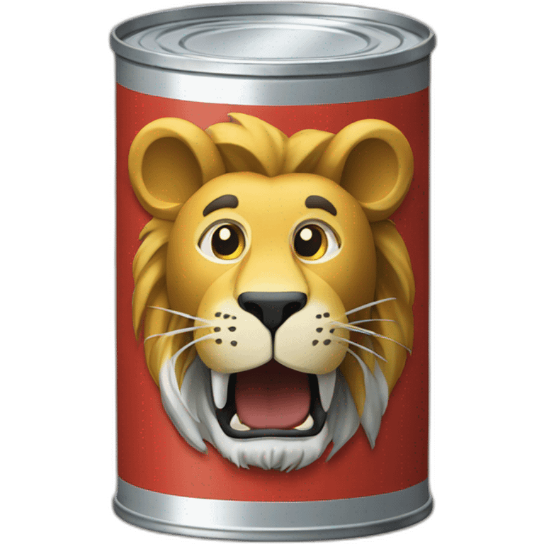 a tin can that have a lion on it emoji