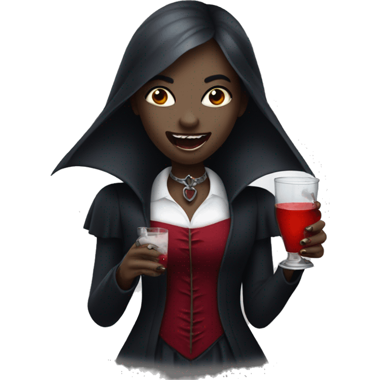 Vampire with drink in her hand emoji