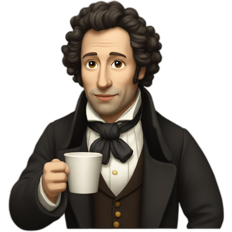 pushkin with a cup of coffee emoji