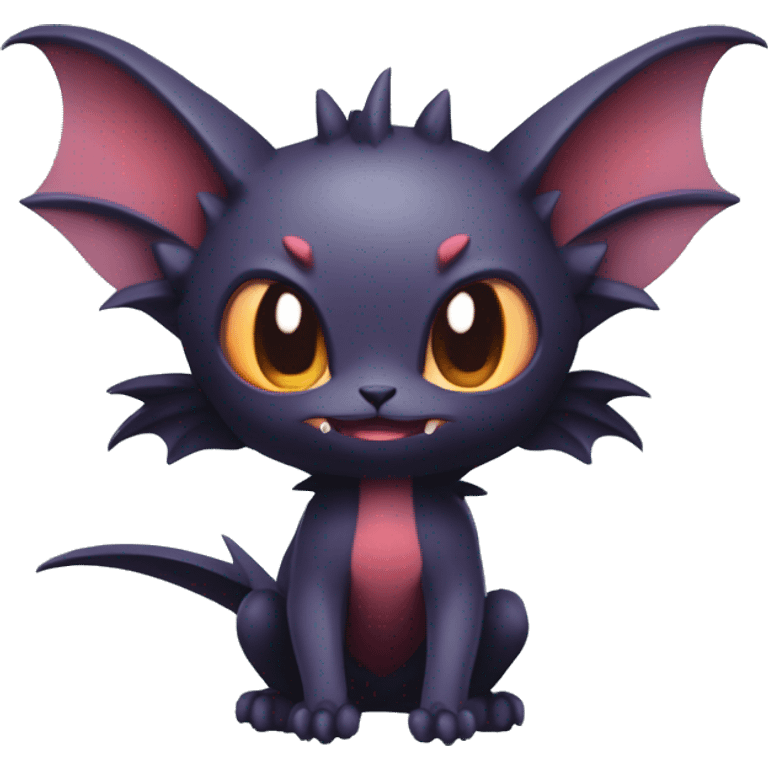  Kawaii Edgy Cool Vampiric Beautiful Noivern-Nargacuga-Litten with big Bat Ears full body emoji