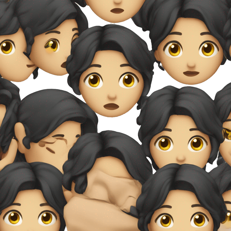 tired black haired girl emoji