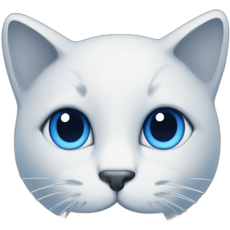 Blue simplistic sketch of a cute cat face emoji