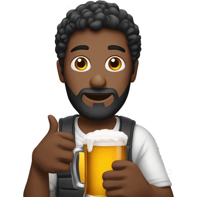 Man with sisha and holding beer emoji