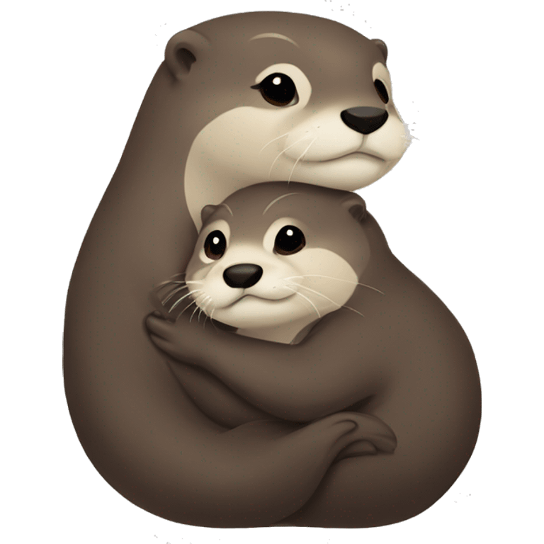 Male otter and girl otter hugging  emoji