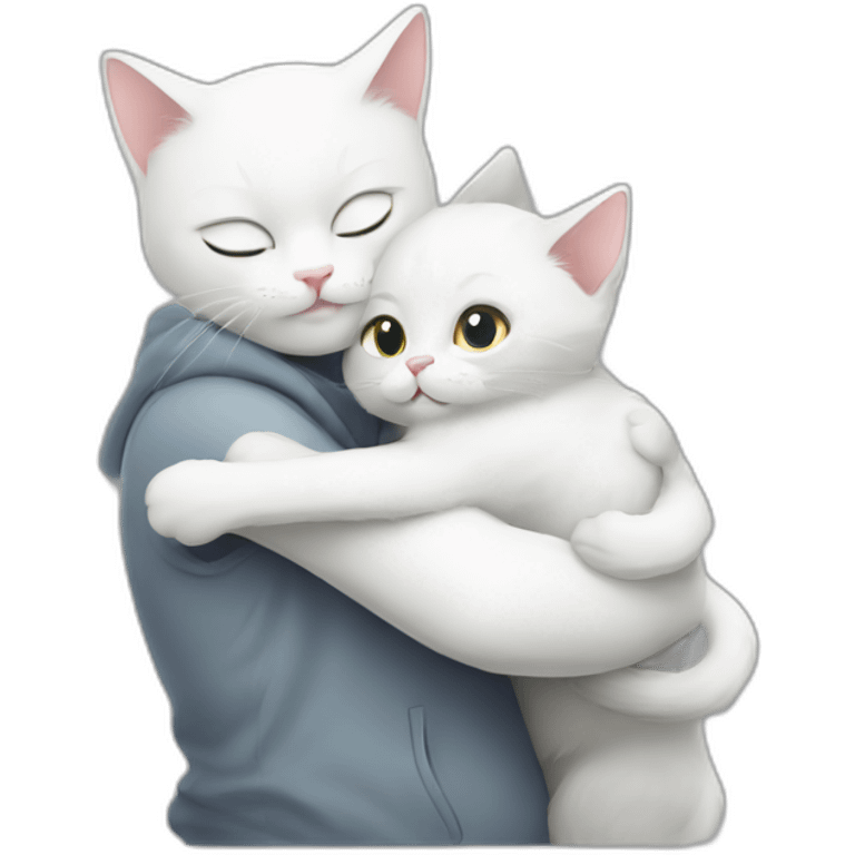 white cat hug grey cat emoji