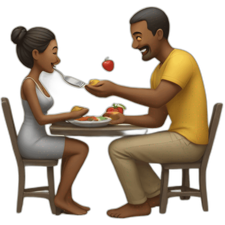 Man feeding woman emoji