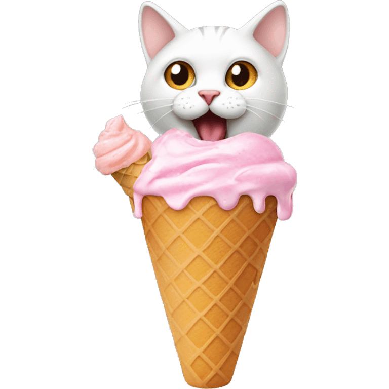 A cat eating ice cream emoji