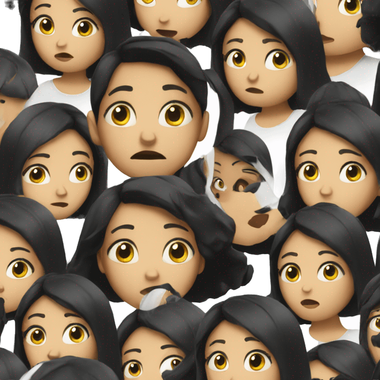 Confused emoji girl with black hair emoji