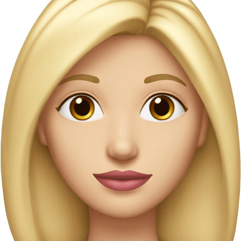 A beautiful woman with straight blonde hair, pink lips, thin eyebrows. emoji