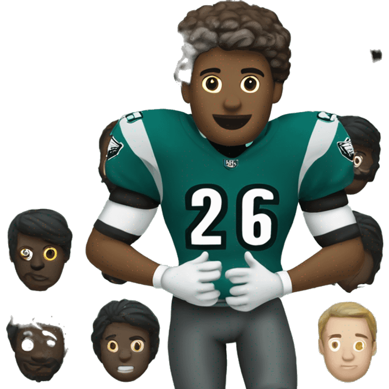 philadelphia eagle player football number 26 jumping kelly green emoji