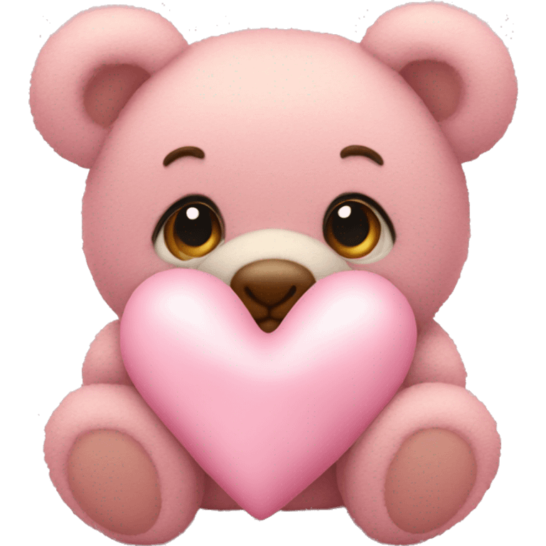 Light pink heart with a teddy bear emoji