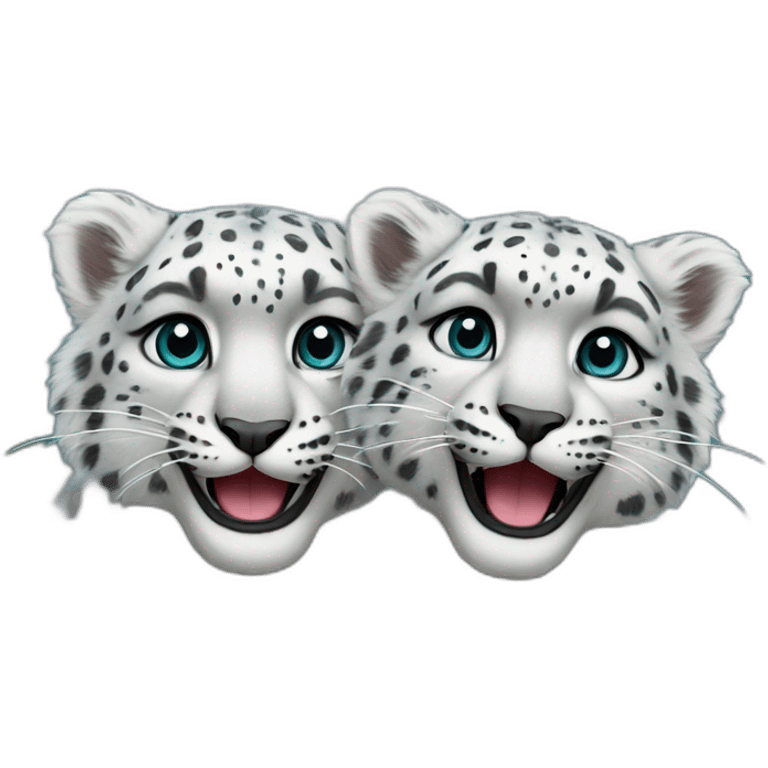 two snow leopards friends emoji