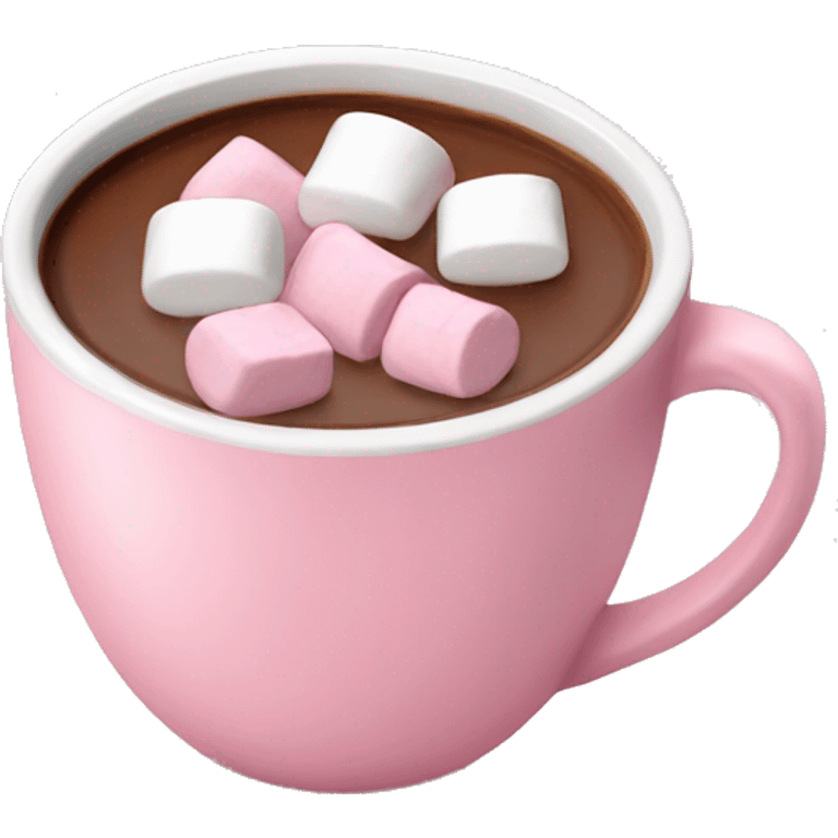 Hot chocolate with marshmallows in light pink cup emoji