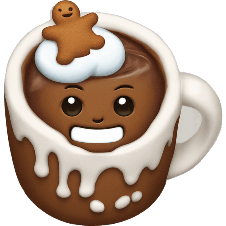 Hot chocolate in a gingerbread mug emoji