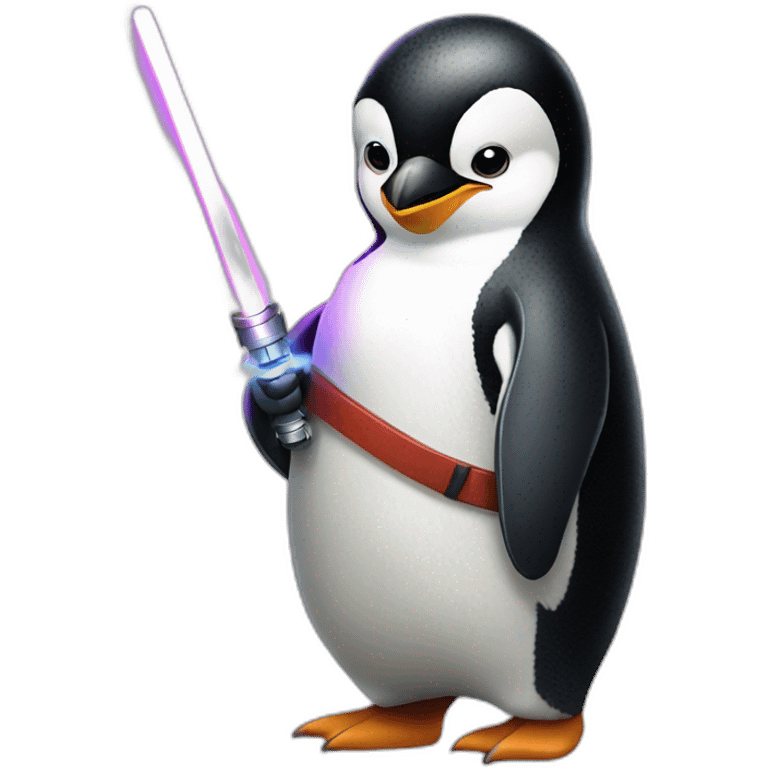 a penguin with a light sabre emoji