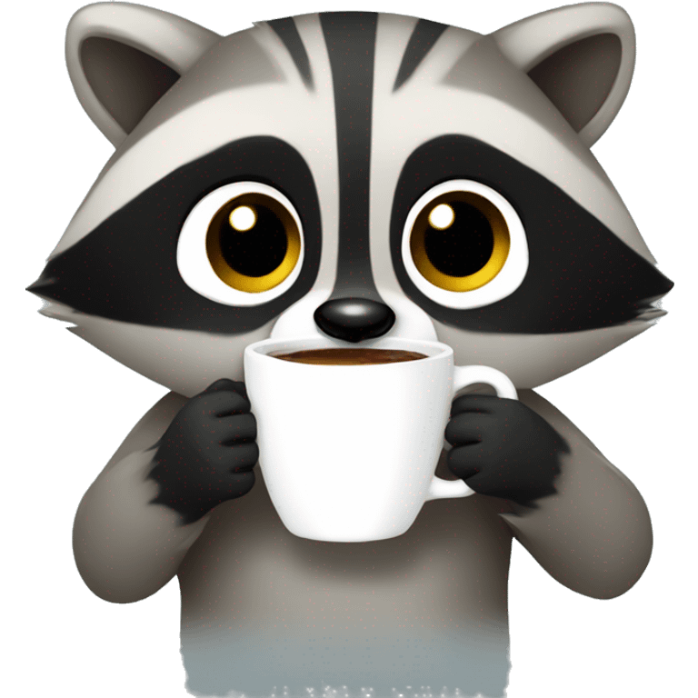 raccoon drinking coff emoji