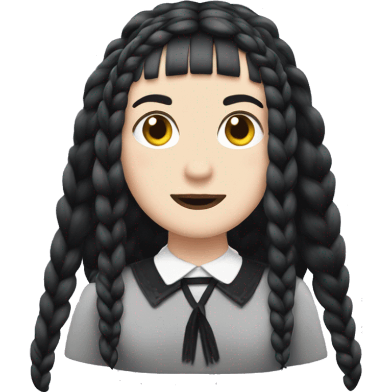 Wednesday Addams braids and fringes emoji set emoji