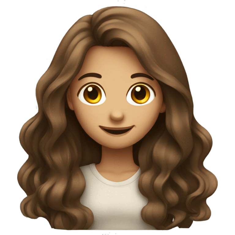 smiling girl with long hair brown  emoji