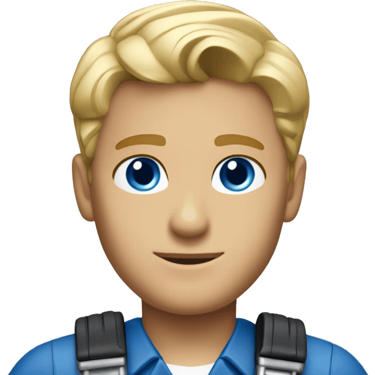 janitor with blonde hair blue eyes uniform designed by hugo boss emoji