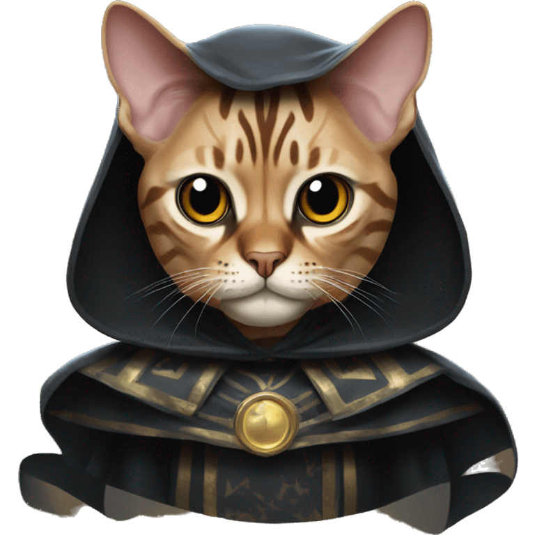 Evil Bengal cat dressed as emperor palpatine emoji