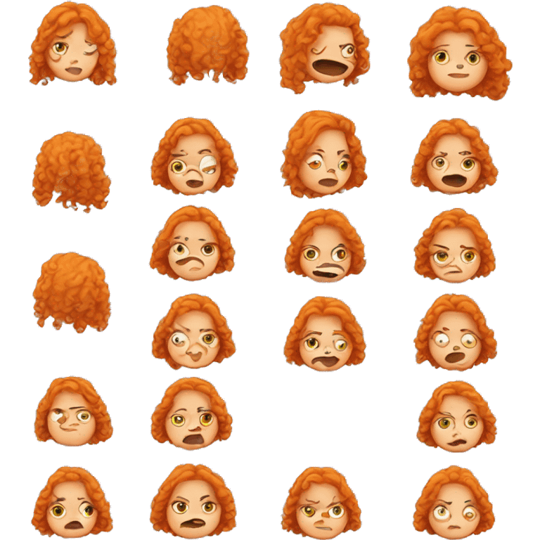 Morbidly obese girl with orange curly long hair emoji