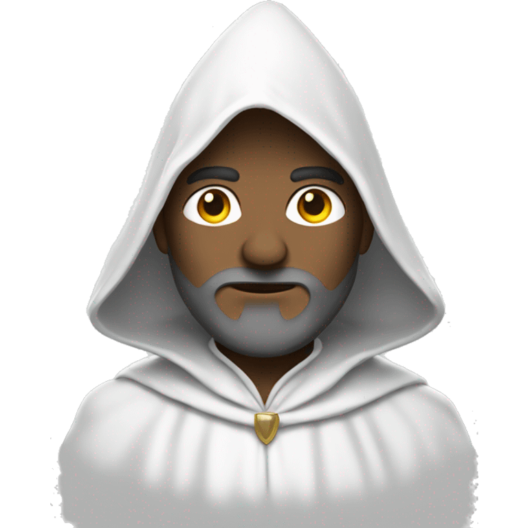 Wizard with all white cloths and pointy hood  emoji