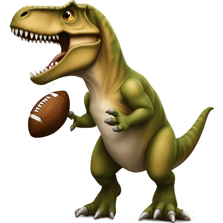 T-Rex playin with football emoji