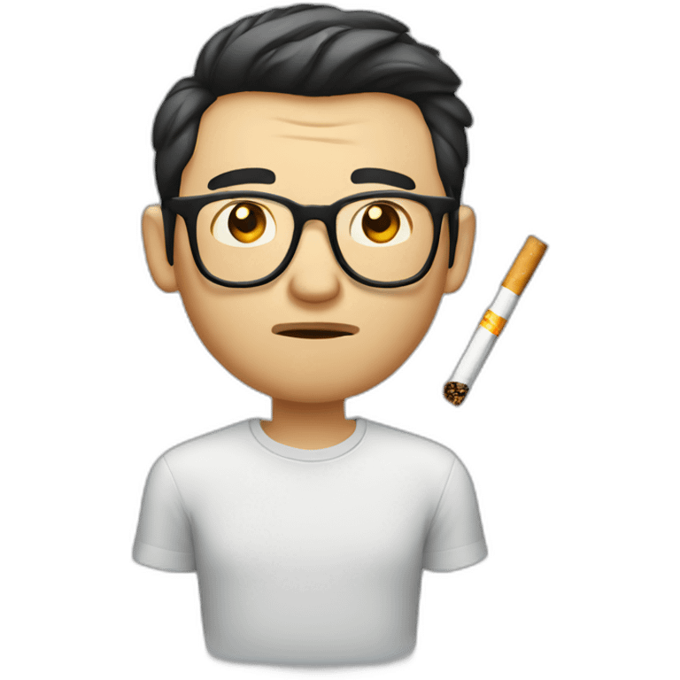 HongKong guy glasses worry face cigarette emoji