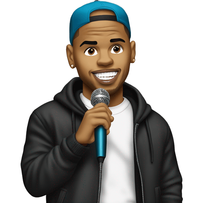 Chris brown with a mic emoji