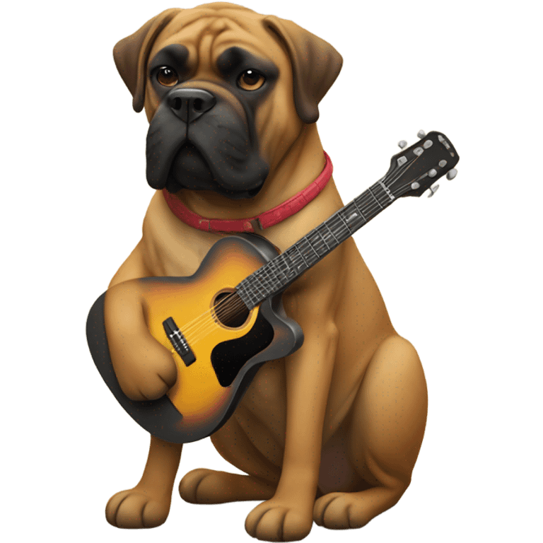 bullmastiff playing guitar emoji