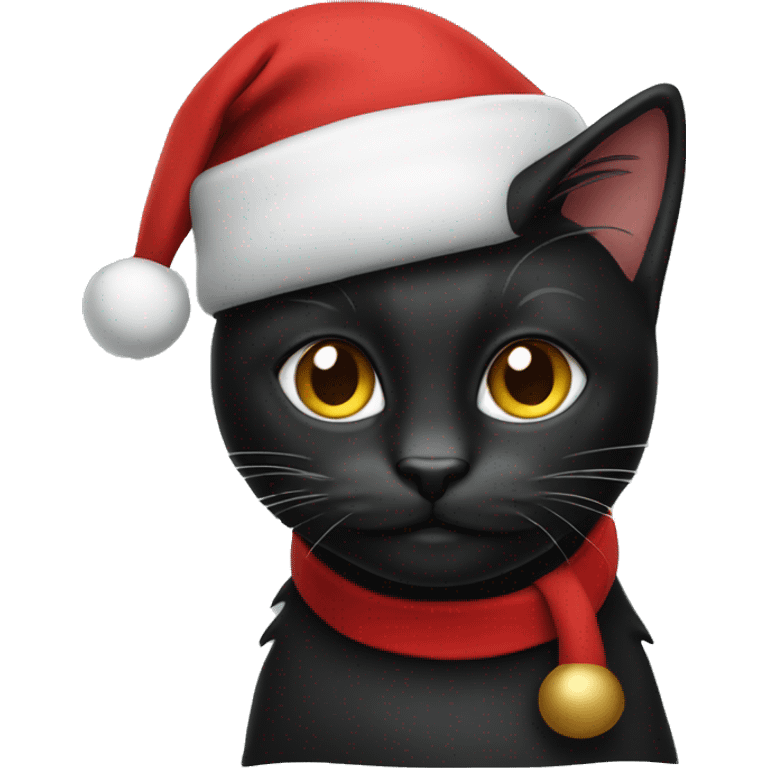 One Black cat wearing Santa hat emoji