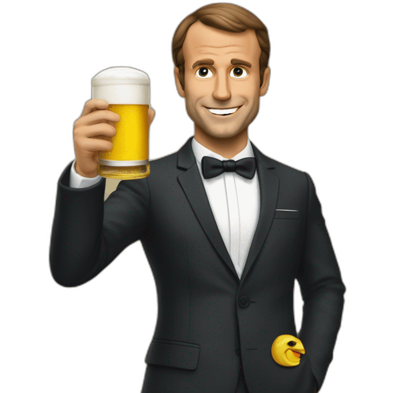 Macron qui bois une bierre emoji