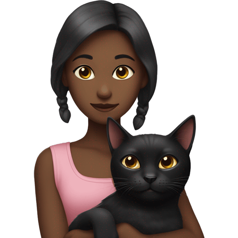 black cat with girl emoji