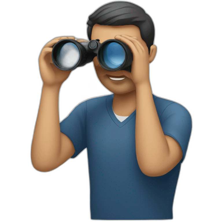 a man holding and looking through binoculars emoji