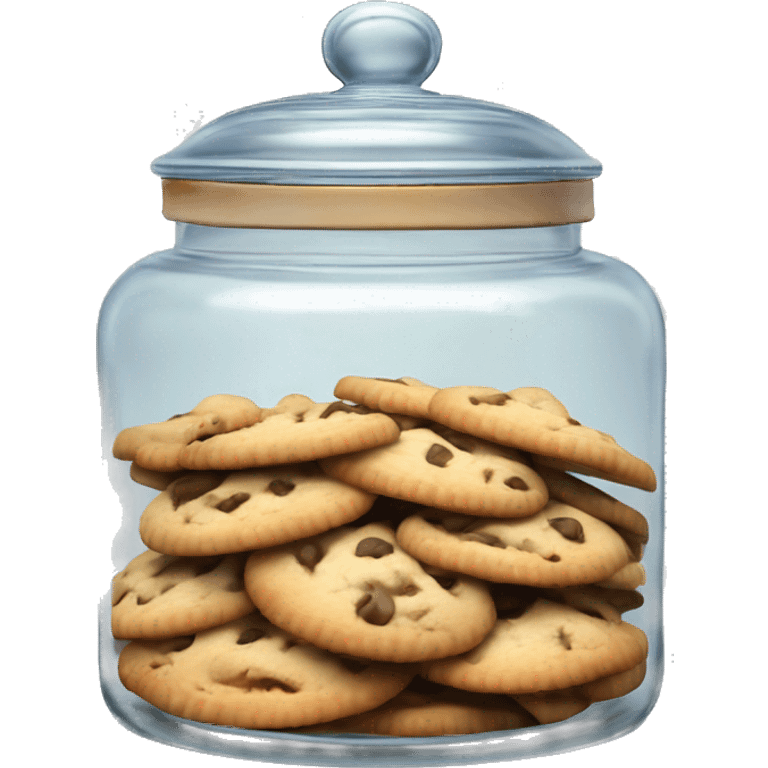 Realistic rococo glass cookie jar with lid full of cookies isolated.  emoji