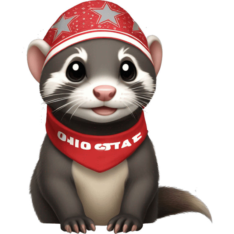 Ferret wearing an Ohio state bandana around its neck emoji